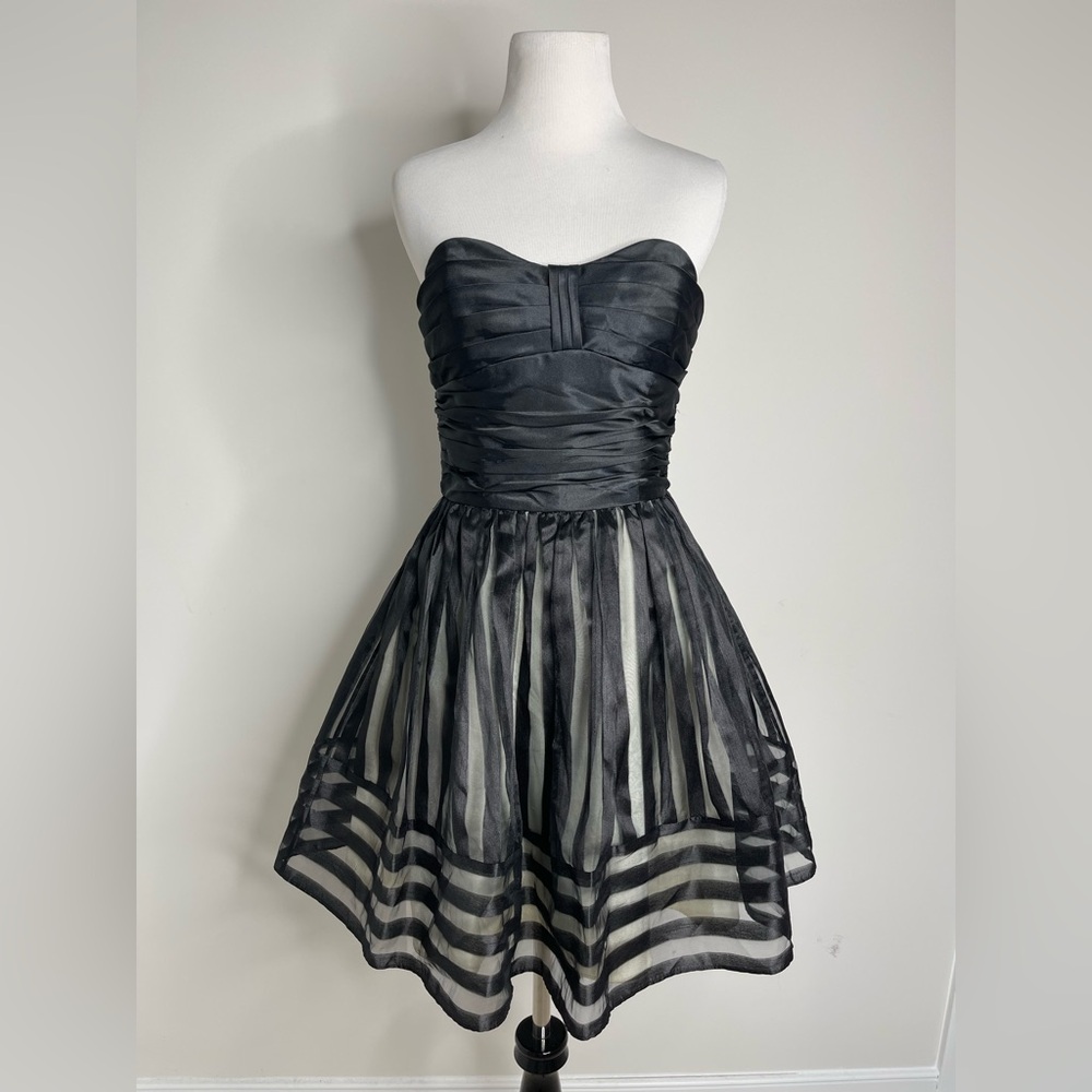 Vintage Y2K Betsey Johnson Grunge Glam Black Babydoll Tube Top Strapless Dress